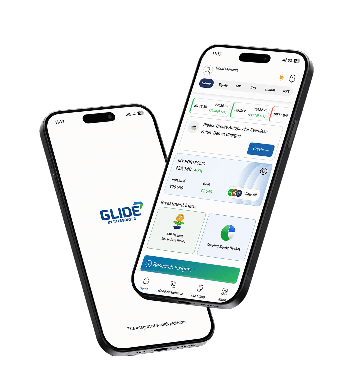 Online stock trading app for NRIs with real time market charts NRI trading app interface with live NIFTY chart and stock market analysis